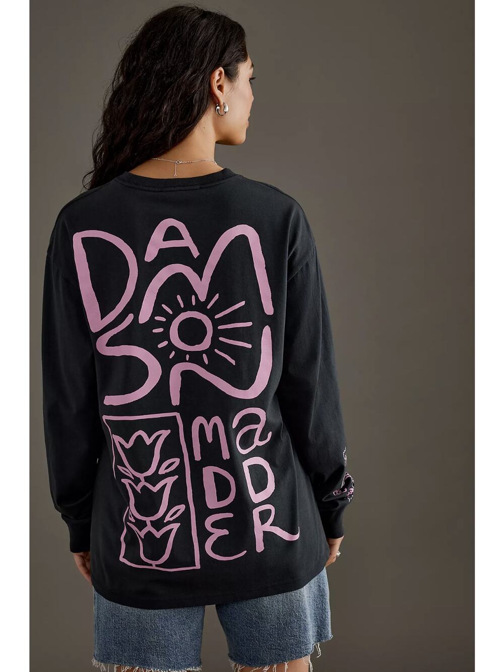 Damson Madder Sunshine Long-Sleeve T-Shirt Tee Charcoal Pink Size 8 UK 4 US NWT